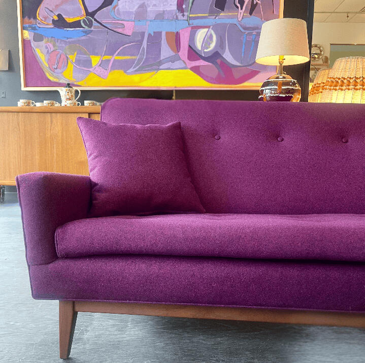 barrymore vintage reupholstered sofa with maharam fabric calgary